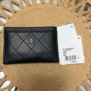 CHANEL Quilted Black Card Holder